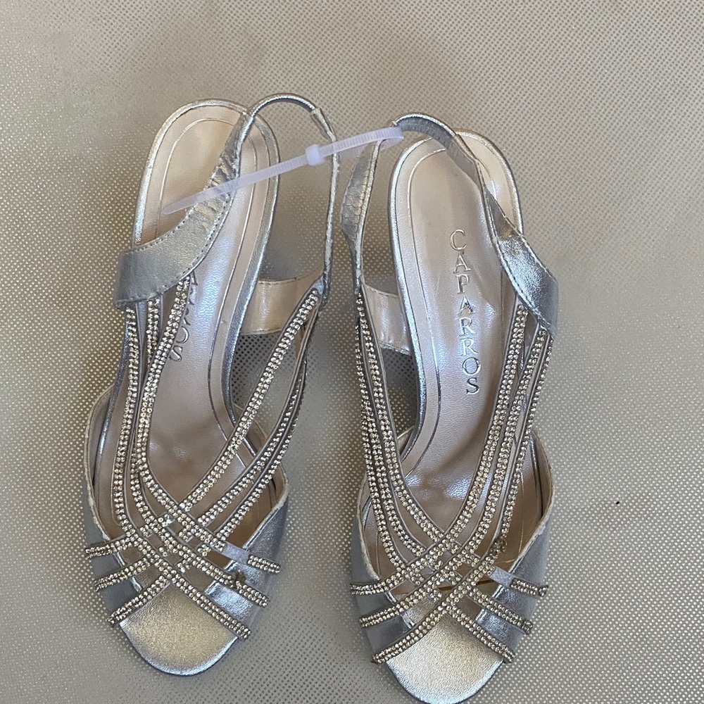 Caparros Metallic Silver Strappy Heels